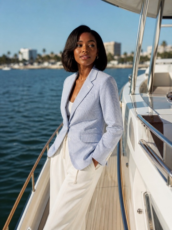 Brooks Brothers Jackets & Blazers - Brooks Brothers Blue White Seersucker Blazer 6P Petite Preppy Chic Summer Jacket